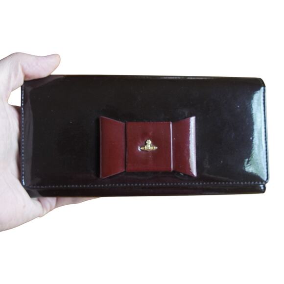 Vivienne Westwood Handbags - Vivienne Westwood Purple Patent Bow Wallet Orb Logo Italy Y2K Old Money